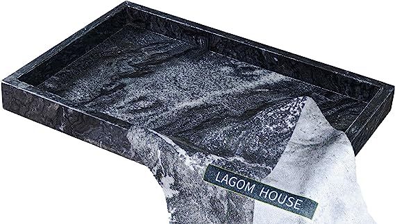 LAGOM HOUSE Natural Black Marble Vanity / Kitchen / Bathroom Tray | Marble Stone Decorative Trays... | Amazon (US)