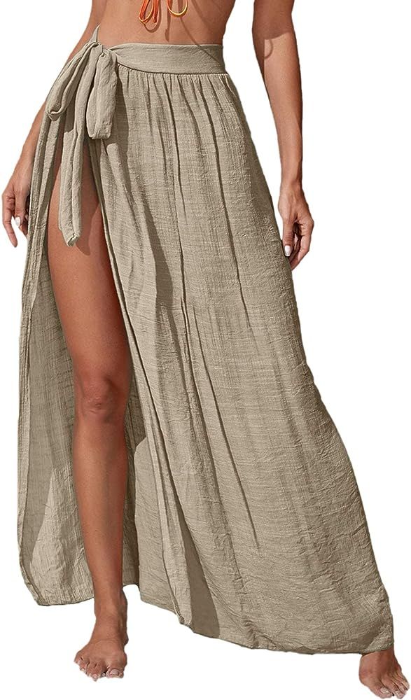 Floerns Women's Sheer Beach Swimwear Cover Up Wrap Skirt | Amazon (US)