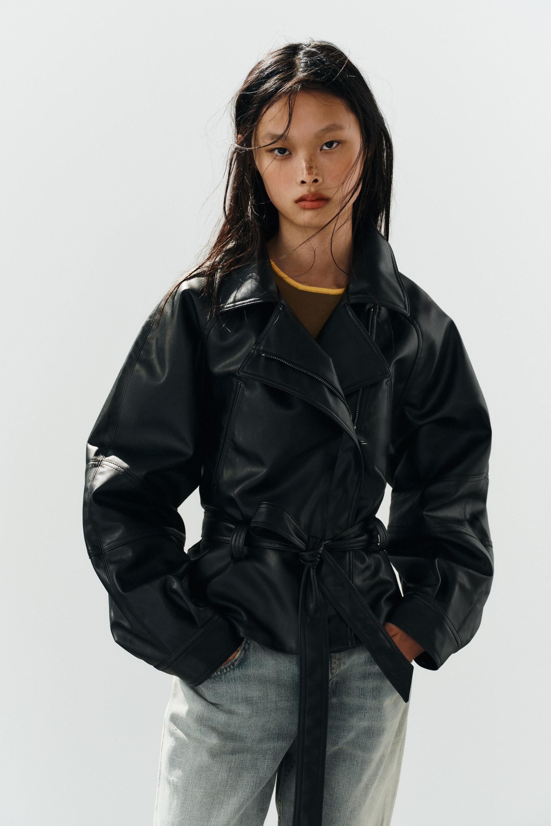 Zara - Faux Leather Belted Jacket - Black - Xs - Woman | Zara US