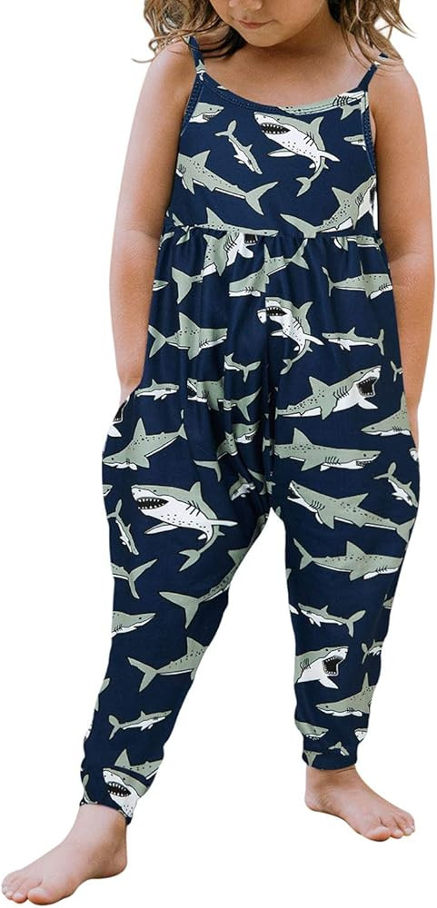 Toddler Girls Kids Jumpsuit One Piece Floral Dinosaur Playsuit Strap Romper Summer Outfits Clothe... | Amazon (US)