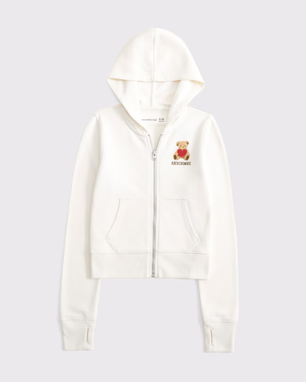girls slim graphic full-zip hoodie | girls tops | Abercrombie.com | Abercrombie & Fitch (US)