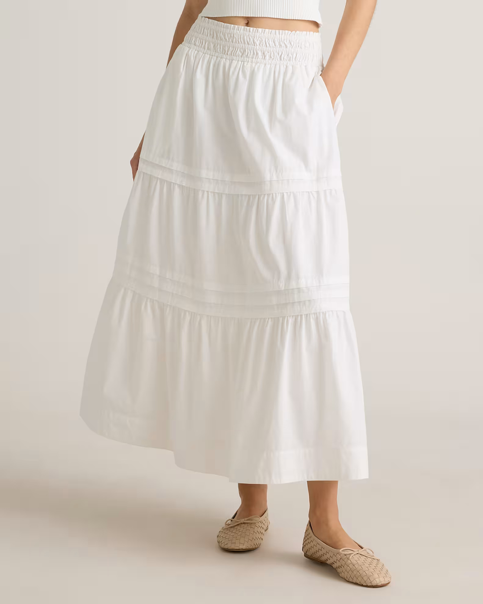 100% Organic Cotton Tiered Maxi Skirt in Classic White | Quince