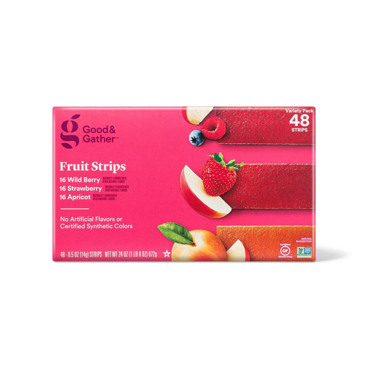 Strawberry, Apricot and Wildberry Fruit Strips Variety Pack - 24oz/48ct - Good & Gather™ | Target