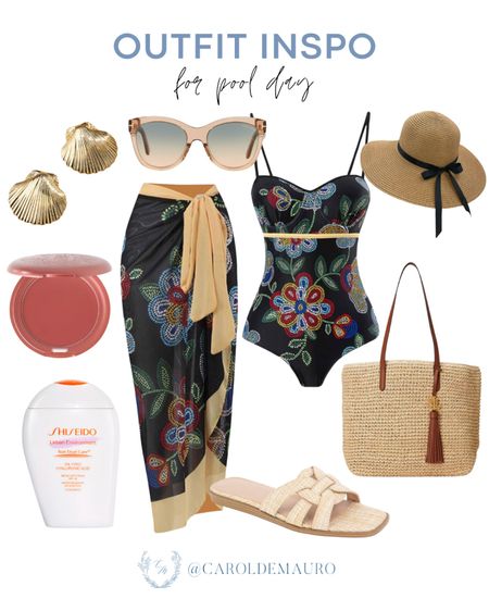Wear these matching one piece swimsuit and coverup, neutral sandals, strawbag  and more to your pool trip!
#vacationstyle #resortwear #petitefashion #beachoutfit

#LTKstyletip #LTKswim #LTKSeasonal
