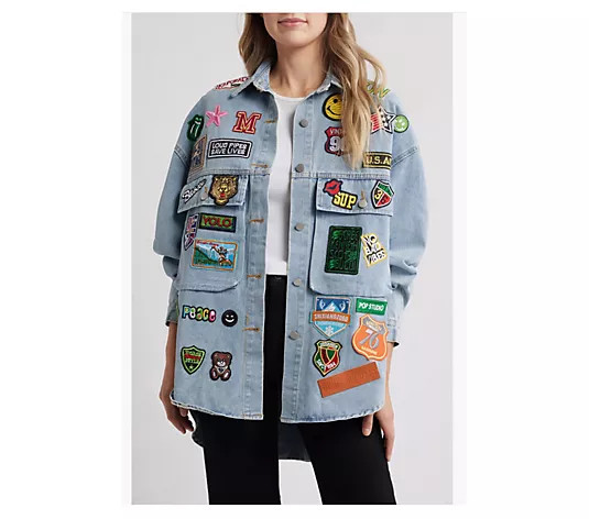 NIKKI LUND Thora Patch Denim Jacket - QVC.com | QVC