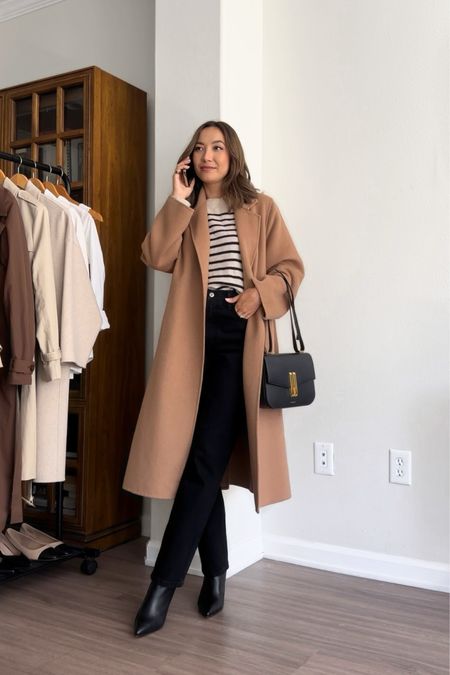 Fall outfit with camel coat 

Striped sweater from reformation 
DeMellier leather purse 

#LTKstyletip #LTKSeasonal #LTKtravel