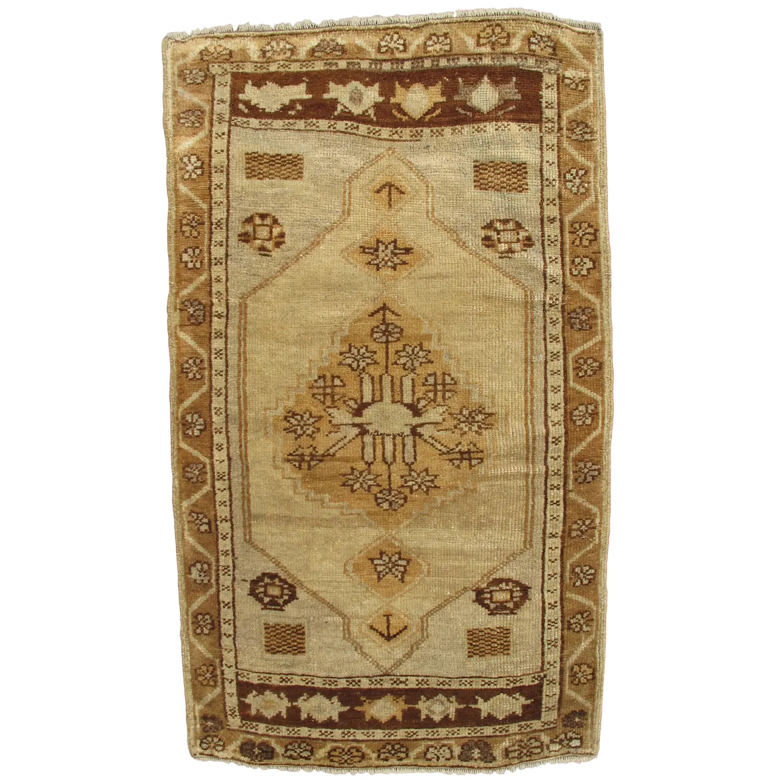 1950's Vintage Turkish Oushak Small Rug- 1'10 X 3'2 | Chairish