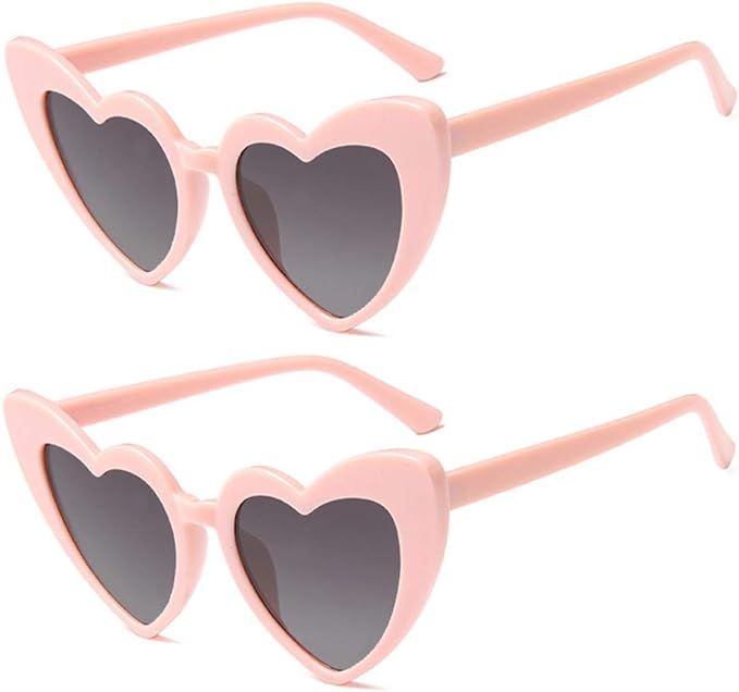 Heart Shaped Sunglasses for Women,Vintage Cat Eye Mod Style Retro Kurt Cobain Glasses | Amazon (US)
