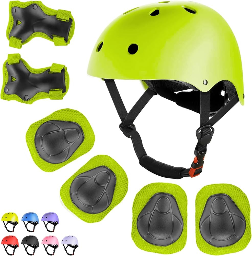 WayEee Kids Bike Helmet Set Skateboard Knee Pads, Helmet Pad Set Protective Gear Set Adjustable f... | Amazon (US)