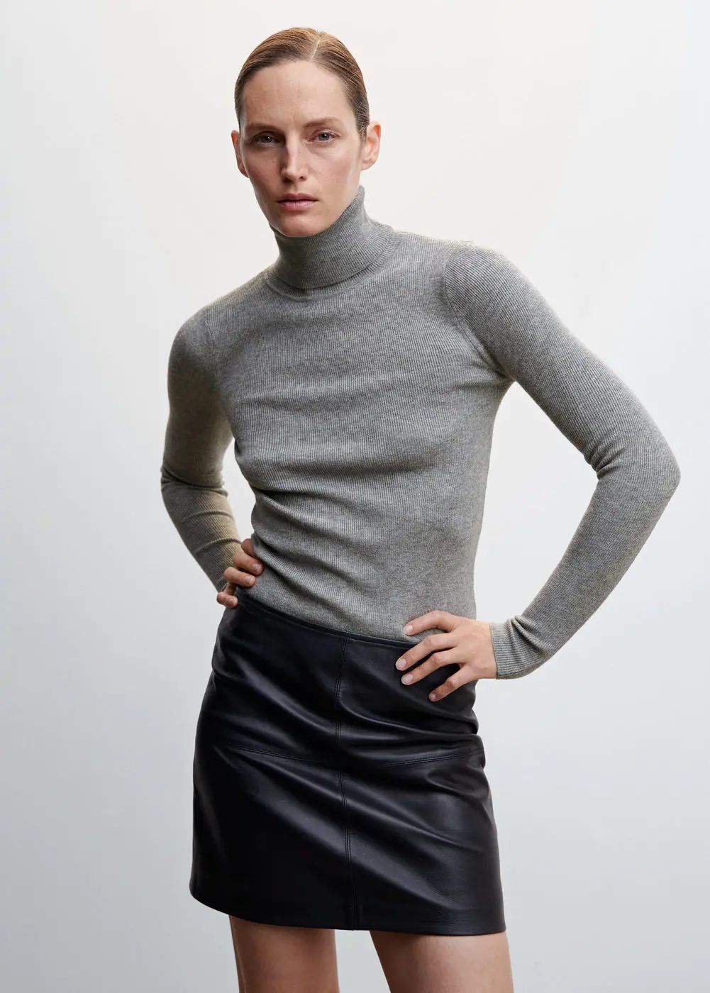 Rolled neck cable sweater -  Women | Mango USA | MANGO (US)