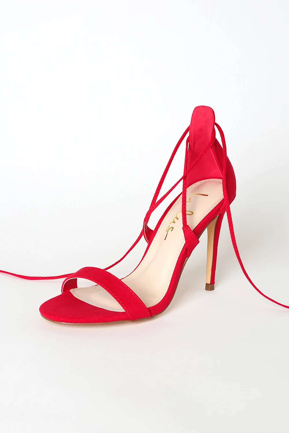 Aimee Red Suede Lace-Up Heels | Lulus (US)