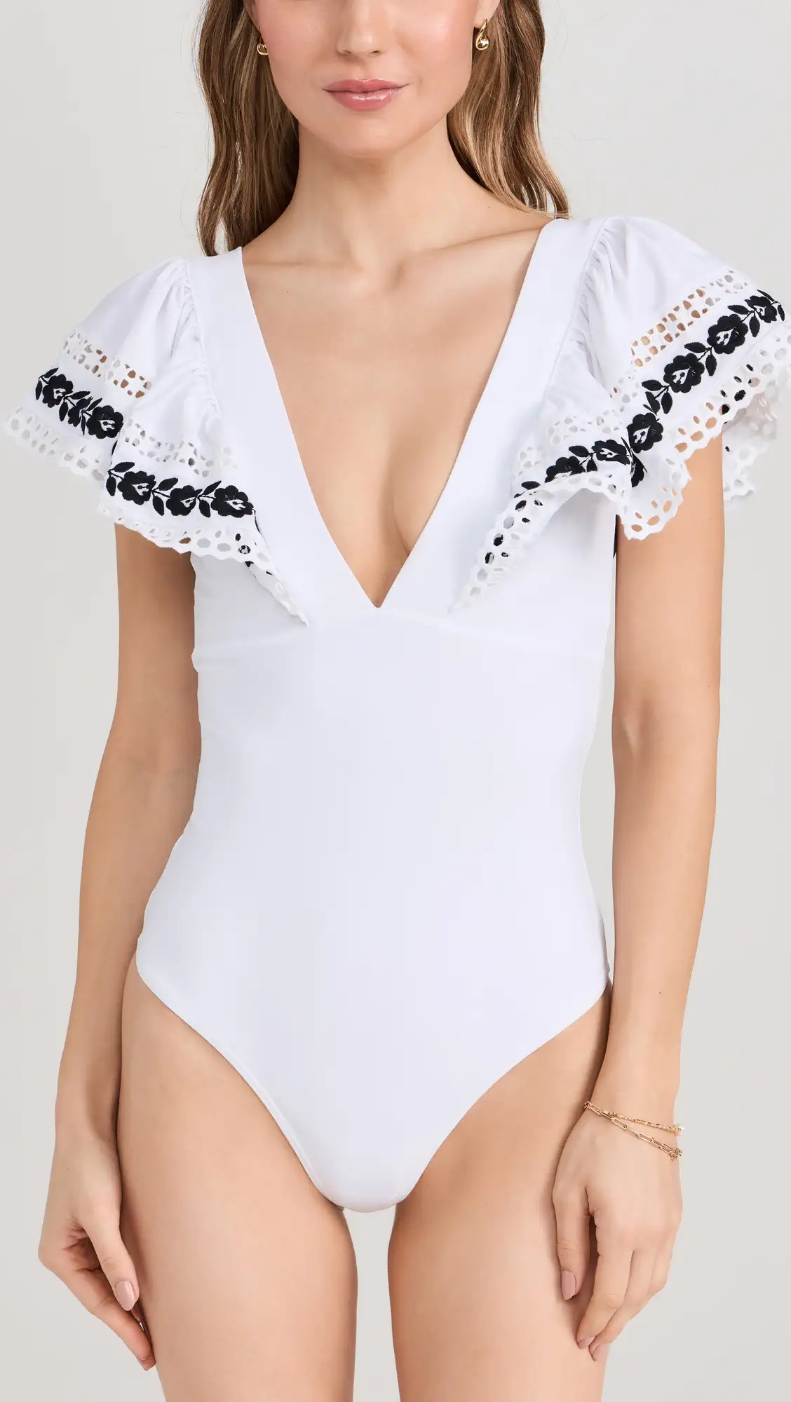 Sea Katya Embroidered One Piece Swimsuit with Ruffles | Shopbop | Shopbop