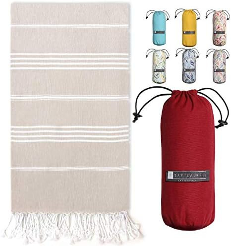 BAY LAUREL Turkish Beach Towel with Travel Bag 39 x 71 Quick Dry Sand Free Lightweight Large Oversiz | Amazon (US)