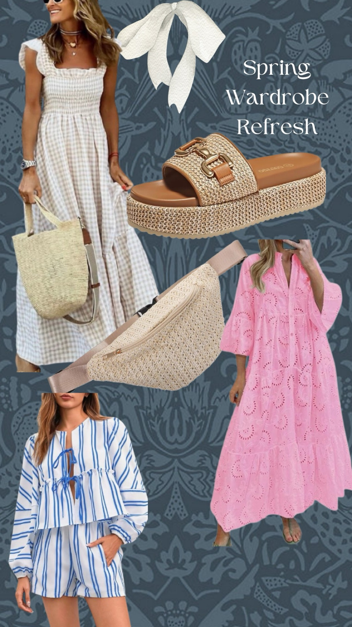 Daydreaming of a new spring wardrobe. 🤍🌸

#springwardrobe #springdress #rattanbag 

#LTKWatchNow #LTKSeasonal