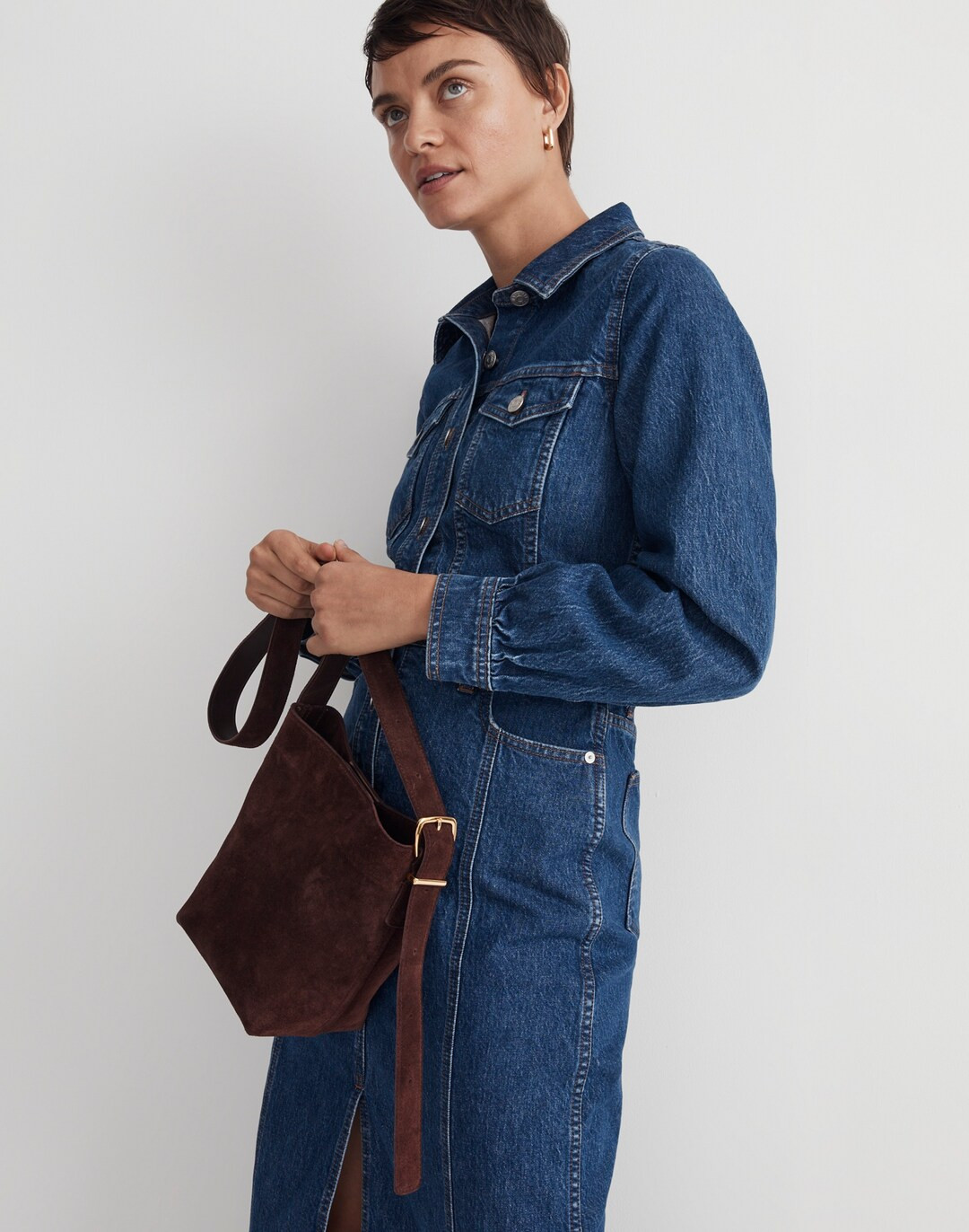 The Essential Mini Bucket Tote in Suede | Madewell