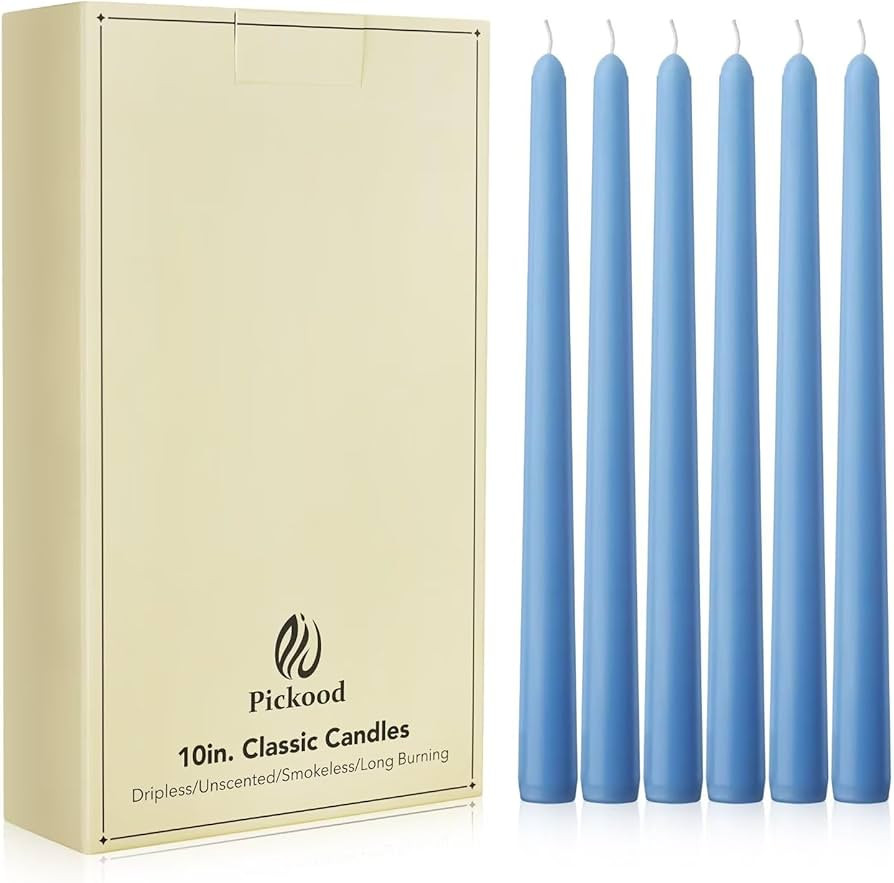 New Burning Formula Unscented Dripless 10-Inch Taper Candles Set of 12 - Light Blue, for Wedding,... | Amazon (US)