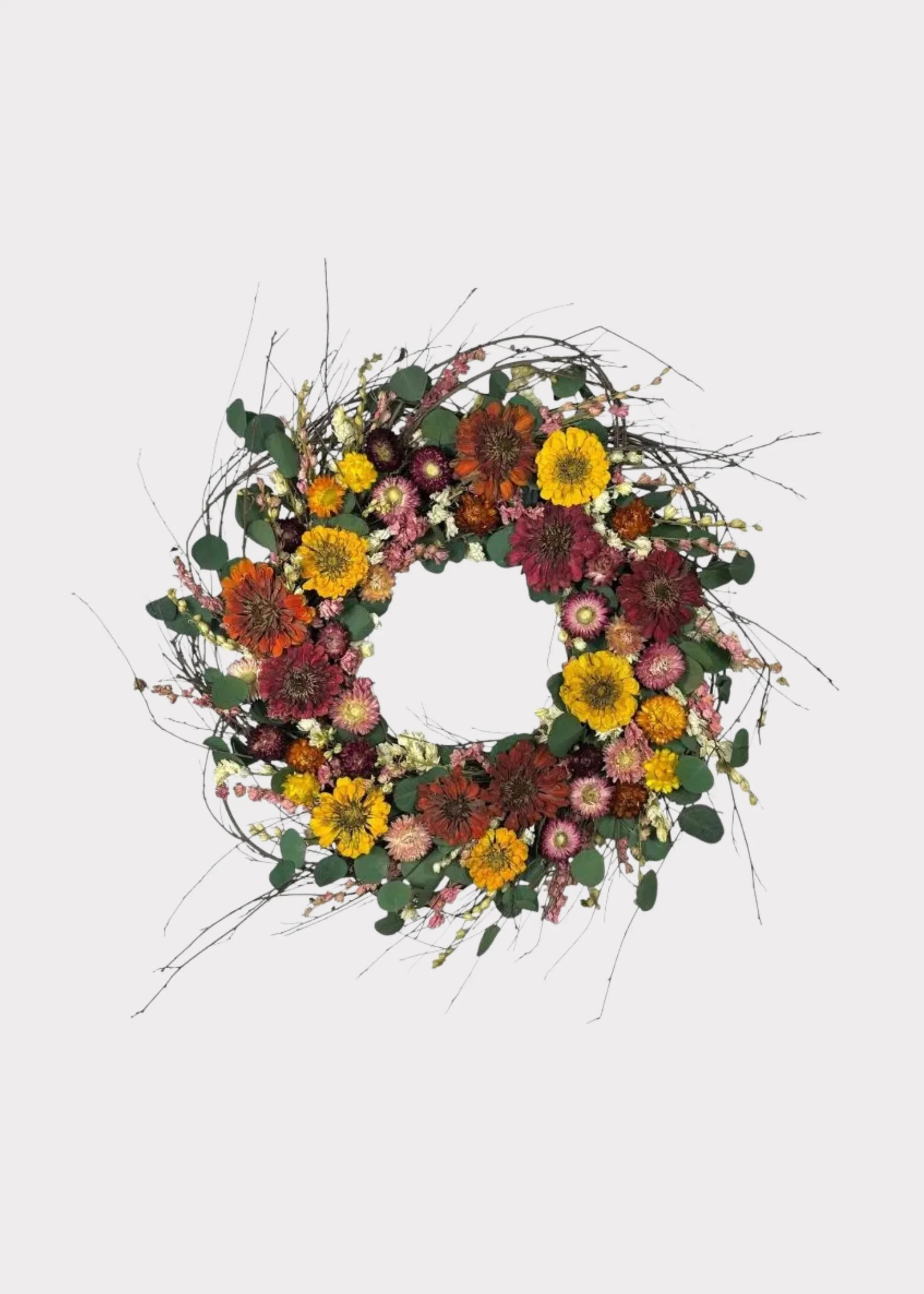 Pink Preserved Zinnia Wreath | Dried Flower Wreaths | Afloral | Afloral