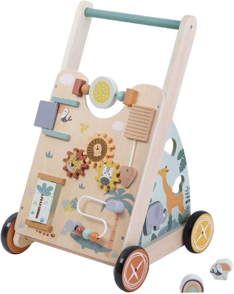 Introductory Offer - Wooden Baby Activity Walker – Safari-Themed Push Along Walker for Toddlers... | Amazon (UK)