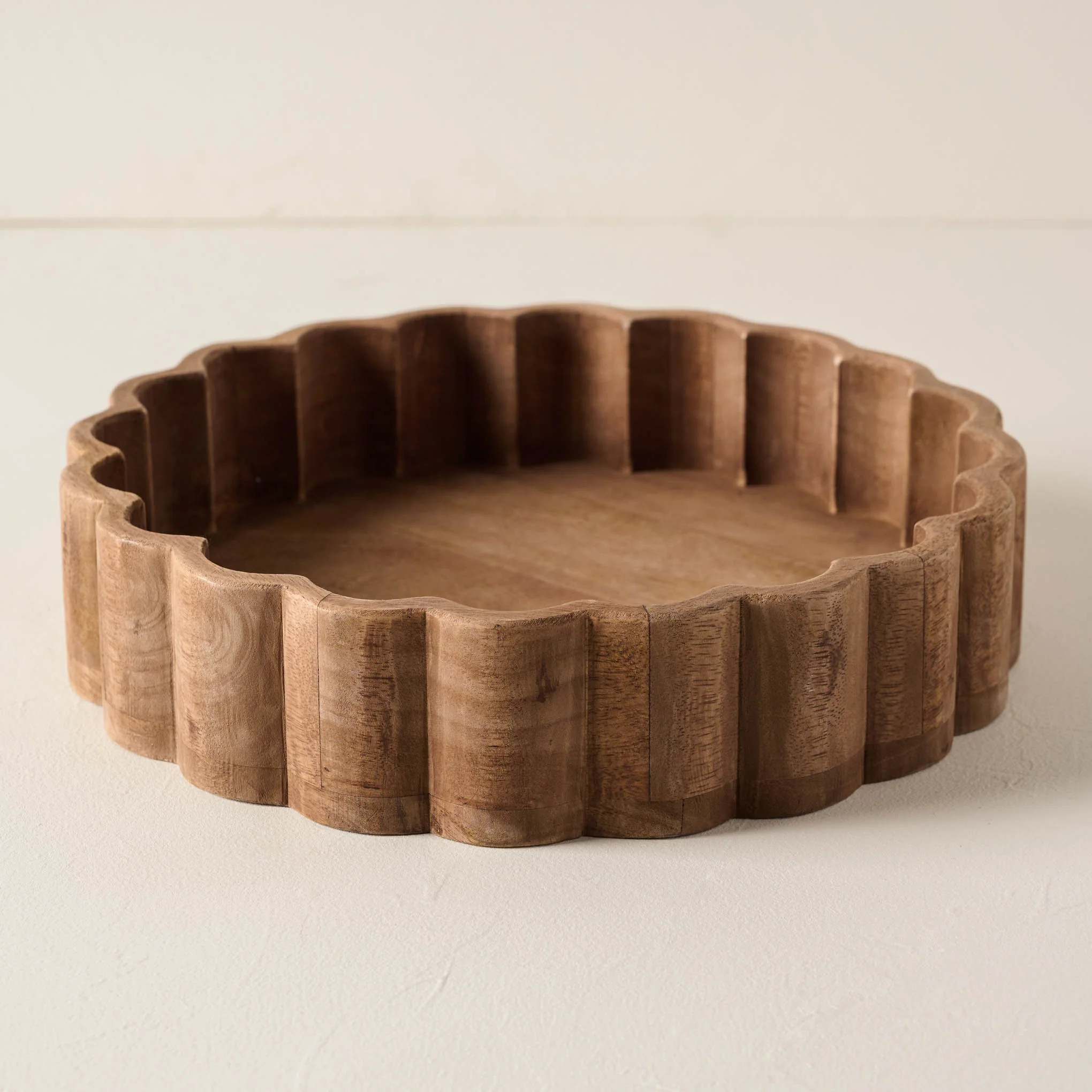 Antiqued Wood Scalloped Tray | Magnolia