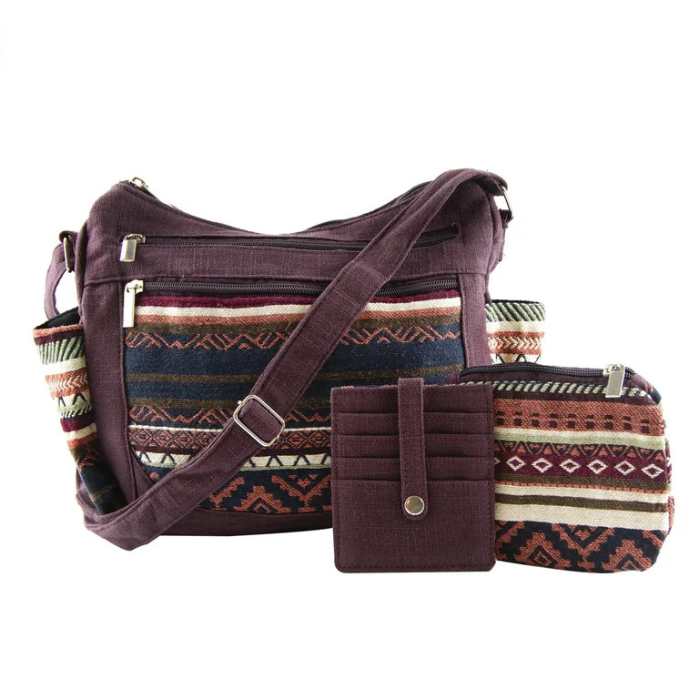 Canyon Sky Women's Southwest Burgundy Traveler Crossbody Bag with Wallet & Pouch | Walmart (US)