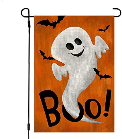 Halloween Ghost Boo Garden Flag 12x18 Inch Small Double Sided Burlap Welcome Yard Fall Party Outs... | Amazon (US)