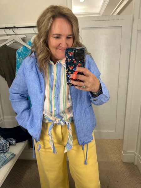 Top sellers! And 40% off!!! 
These yellow jeans and linen hoodie! Wearing a large in the hoodie, a 12 in the jeans. 
The XL in the linen striped blouse 

Talbots sale linen jacket 

#LTKFindsUnder100 #LTKMidsize #LTKSaleAlert