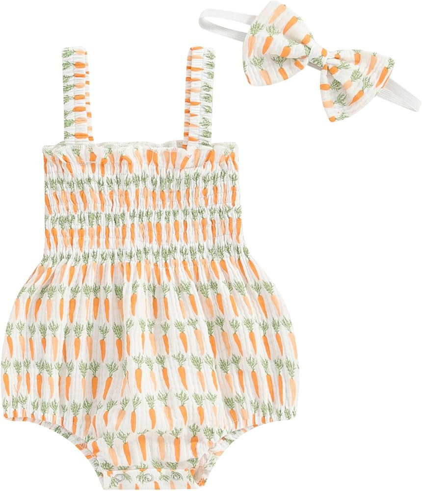 Cute Baby Girl Outfit Sleeveless Romper Breathable Ruched Bodysuit Comfy Outfits Baby Girl Summer... | Amazon (US)