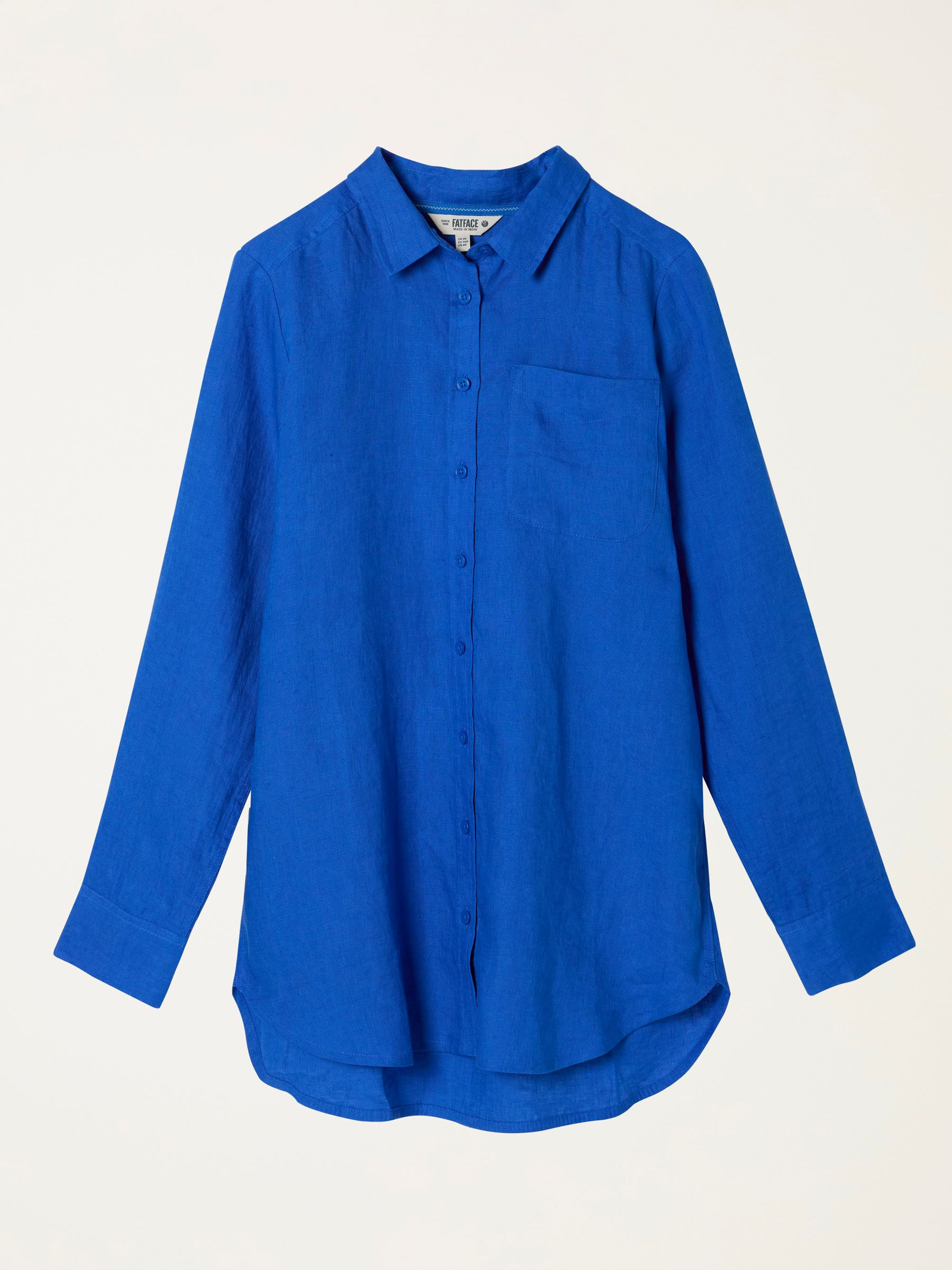 Olivia Cobalt Blue Regular Linen Shirt | Fat Face