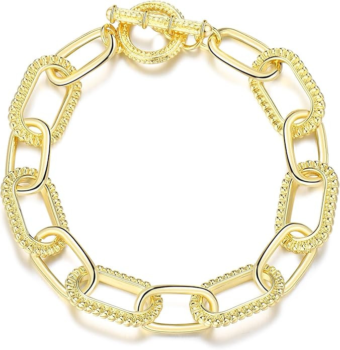 Wire Cable Bracelets for Women, Adjustable Cable Bracelet Circle Bangle Rolo Chain Link 2 Tone Si... | Amazon (US)