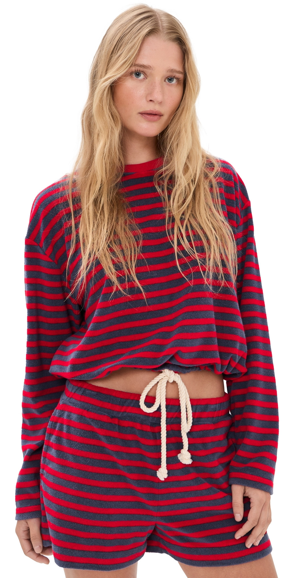 Madewell Towel Terry Tie Waist Top Towel Terry Stripe M | Shopbop
