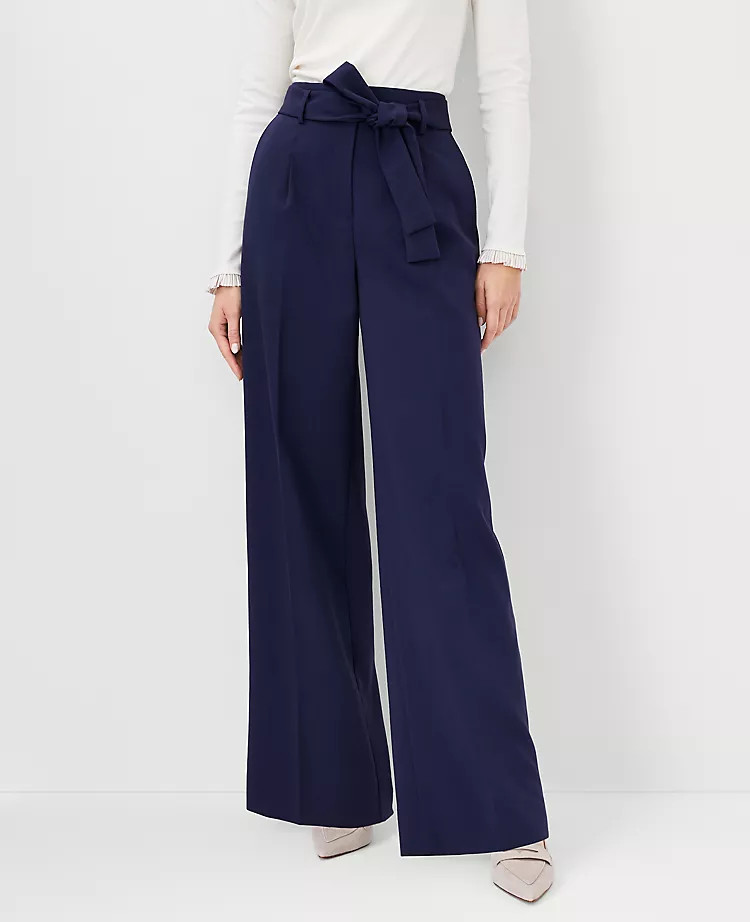 The High Tie Waist Wide Leg Pant in Soft Twill | Ann Taylor (US)