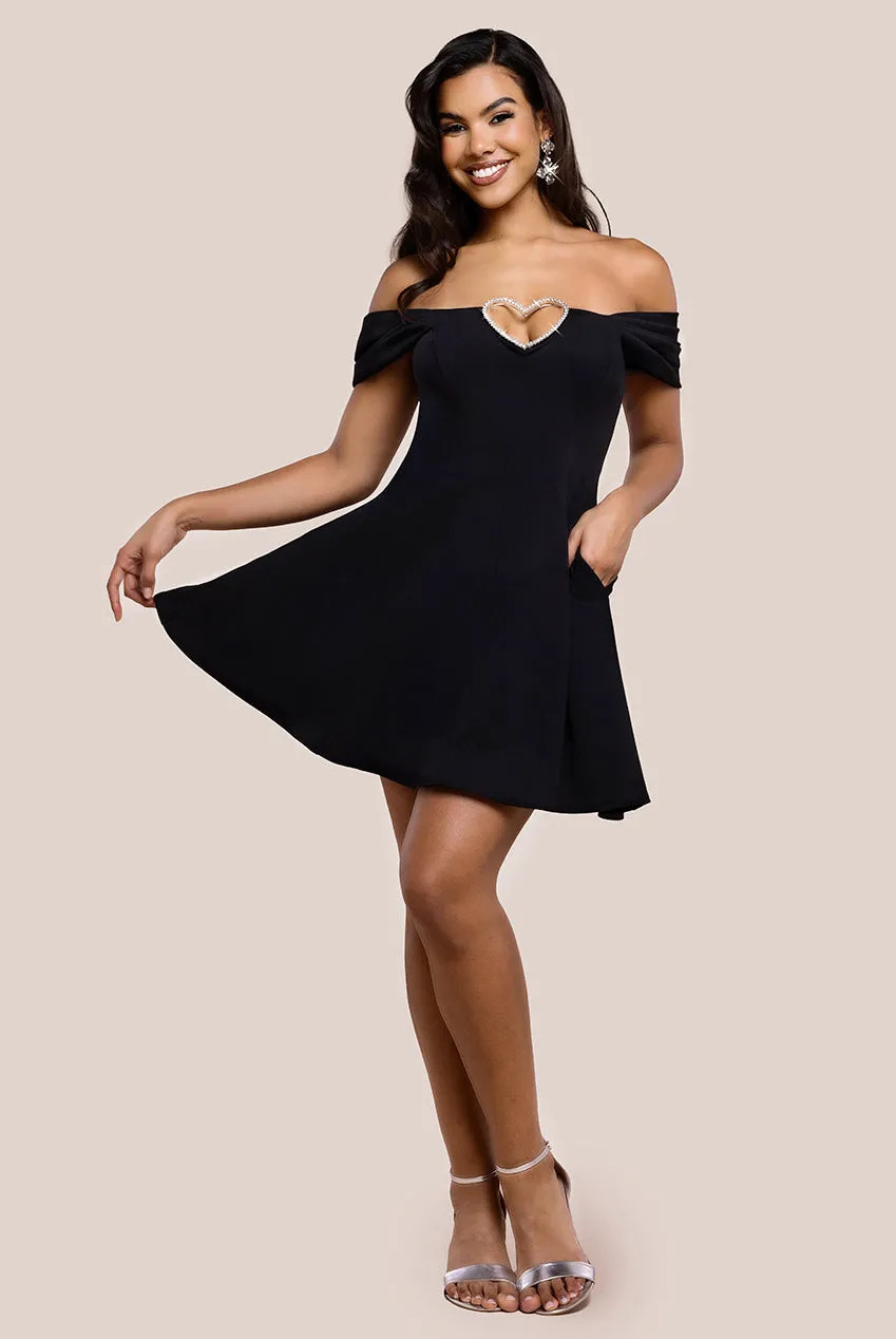 Dresses | Diamante Heart Trim A Line Mini Dress | Goddiva | Debenhams UK