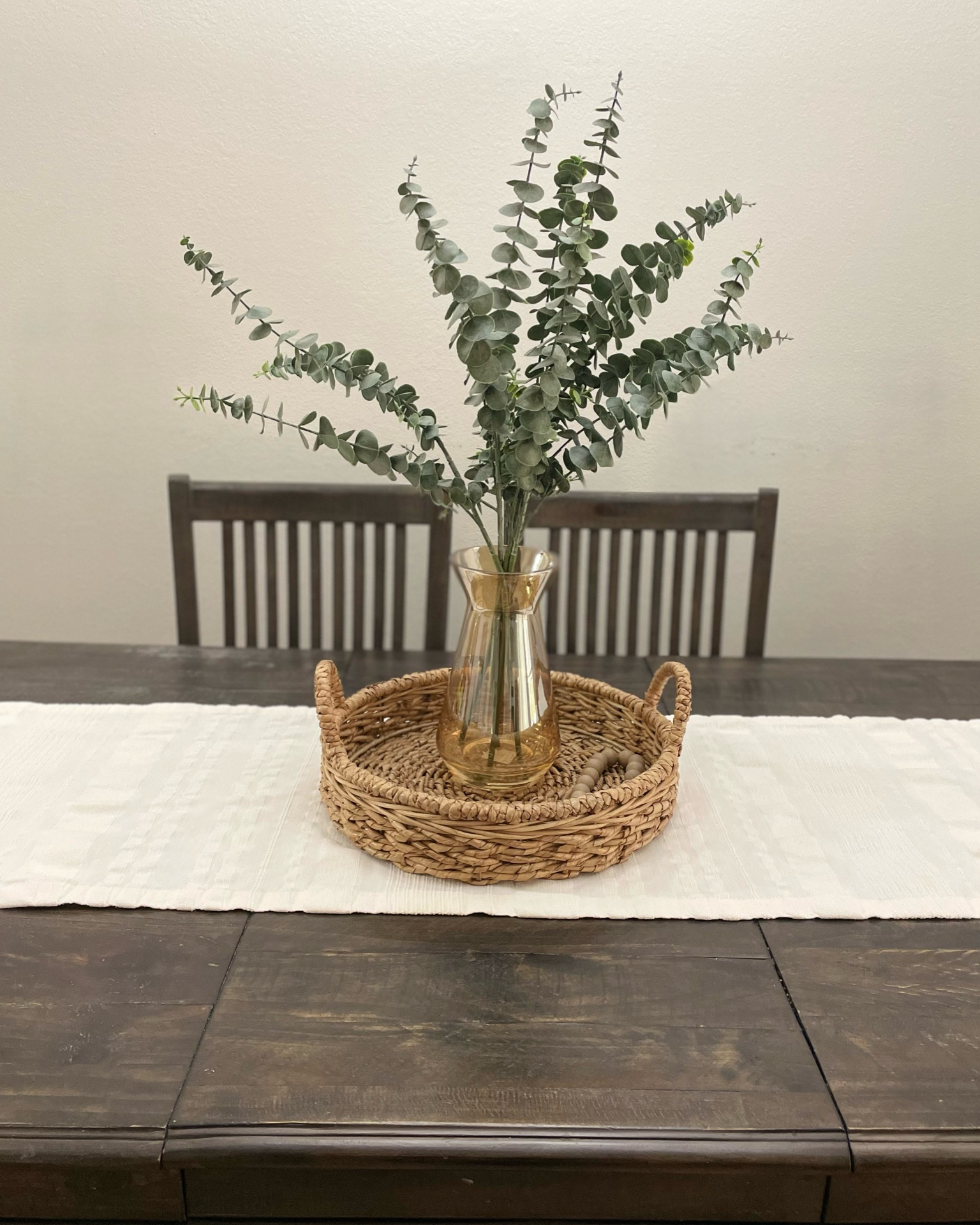 The Christmas decor has been put away, time to bring back the neutral aesthetic with this simple eucalyptus vase, basket, and table runner 🤍

#LTKhome #LTKunder50