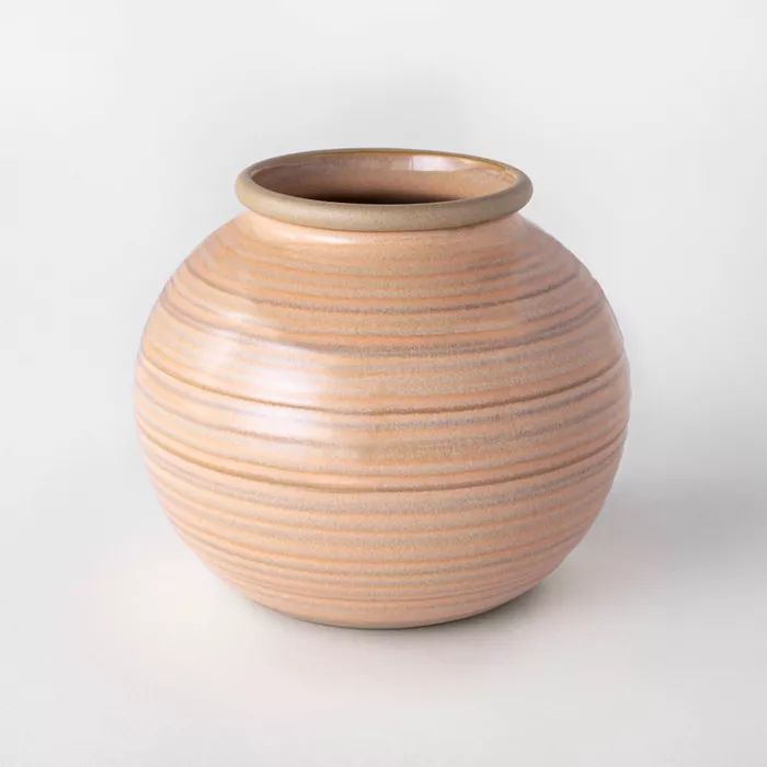 6" Ceramic Glazed Ribbed Bud Vase Peach - Threshold™ designed with Studio McGee | Target