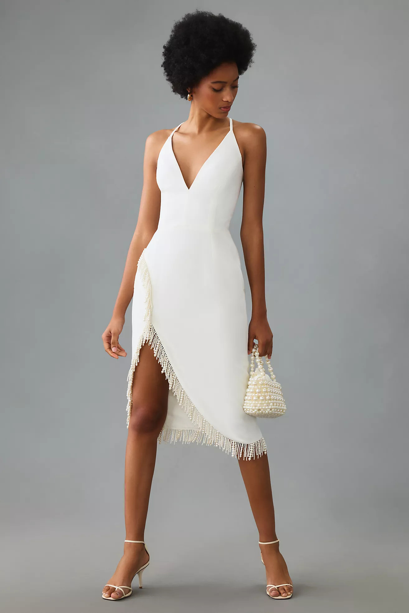 Helsi V-Neck Pearl-Trimmed Dress | Anthropologie (US)