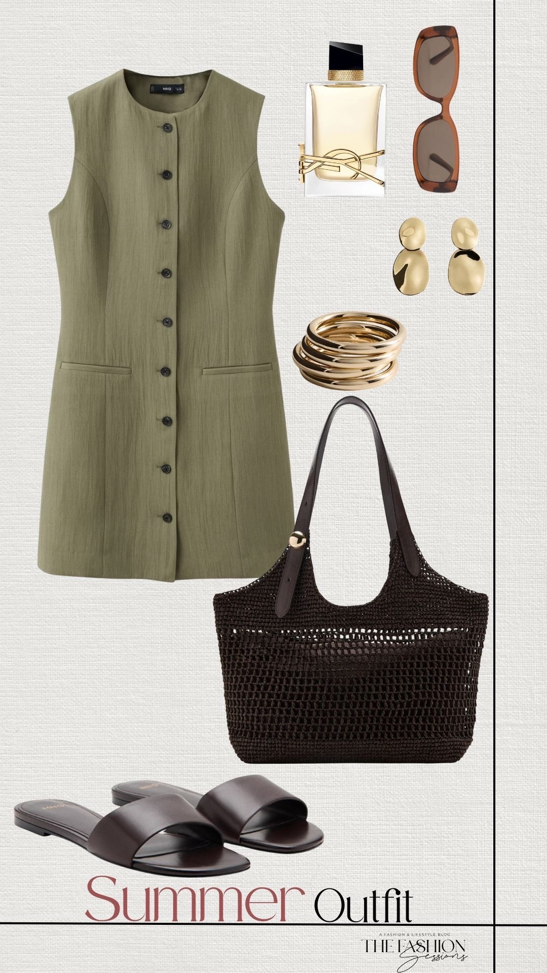 Summer Outfit | Green Dress | Brown Woven Bag | Gold Jewelry | Brown Sandals |

#LTKootd #LTKSeasonal