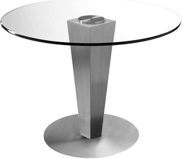 42 Inch Glass Round Dining Table In Silver | 1stopbedrooms