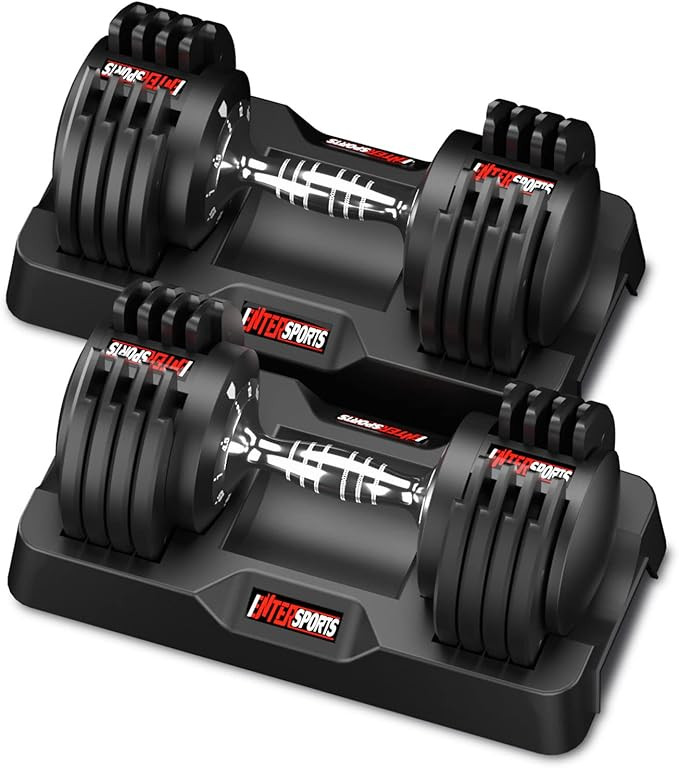 EnterSports 12kg/18KG/27KG Adjustable Dumbbells,Dumbbell Set for Saving Place, Dumbbell Weights w... | Amazon (UK)