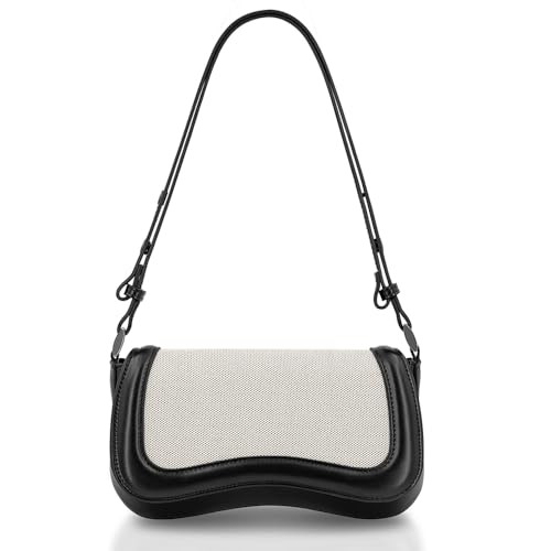 YDSIII Dark Black Shoulder Bag, Women's Vintage Vegan Leather Shoulder Purse with Adjustable Strap | Amazon (US)