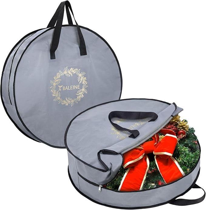 BALEINE 2 Pack Wreath Storage Container, Christmas Wreath Storage Bag with Reinforced Handle for ... | Amazon (US)