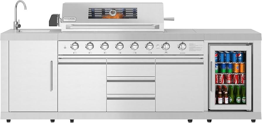 KoolMore KM-OKS-BQHUB Reserve Outdoor Kitchen Island with 6 Grill and a Side Burner, Sink, Storag... | Amazon (US)