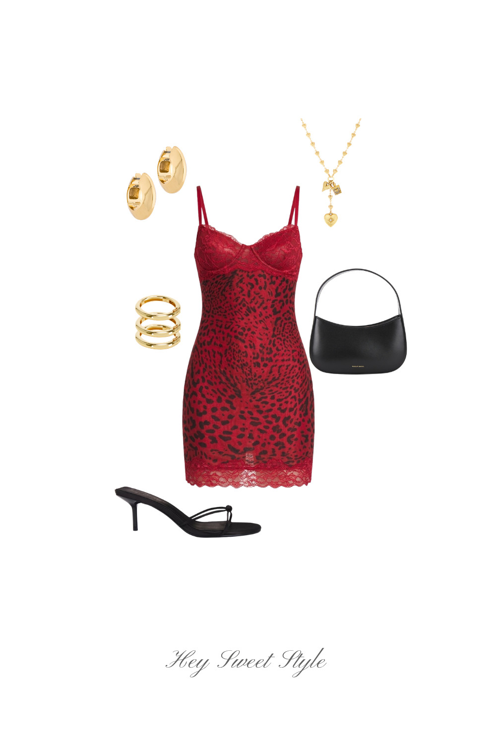 Summer Going Out Outfit: Red Cheetah Mini Dress ★ 

 