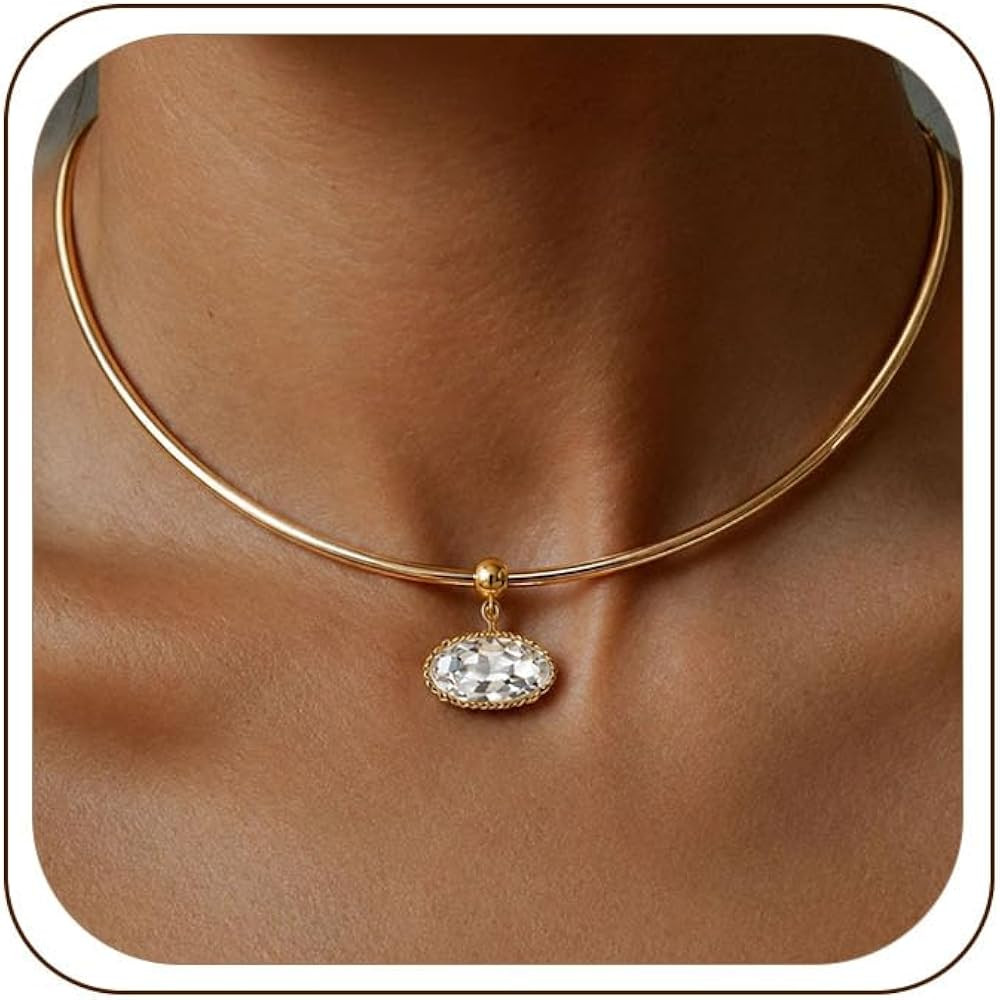 TLY Collar Choker Necklace for Women Trendy Non Tarnish 18K Gold Plated Chunky Statement Cubic Zi... | Amazon (US)