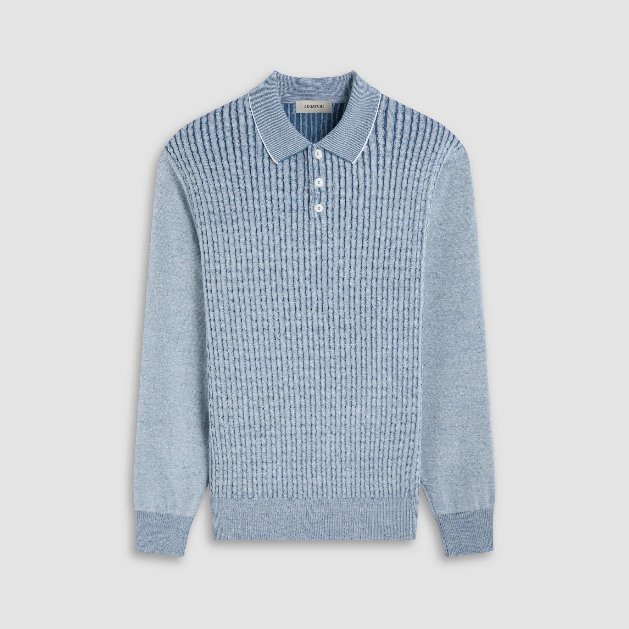 Cable Stitch Polo Sweater | Bugatchi