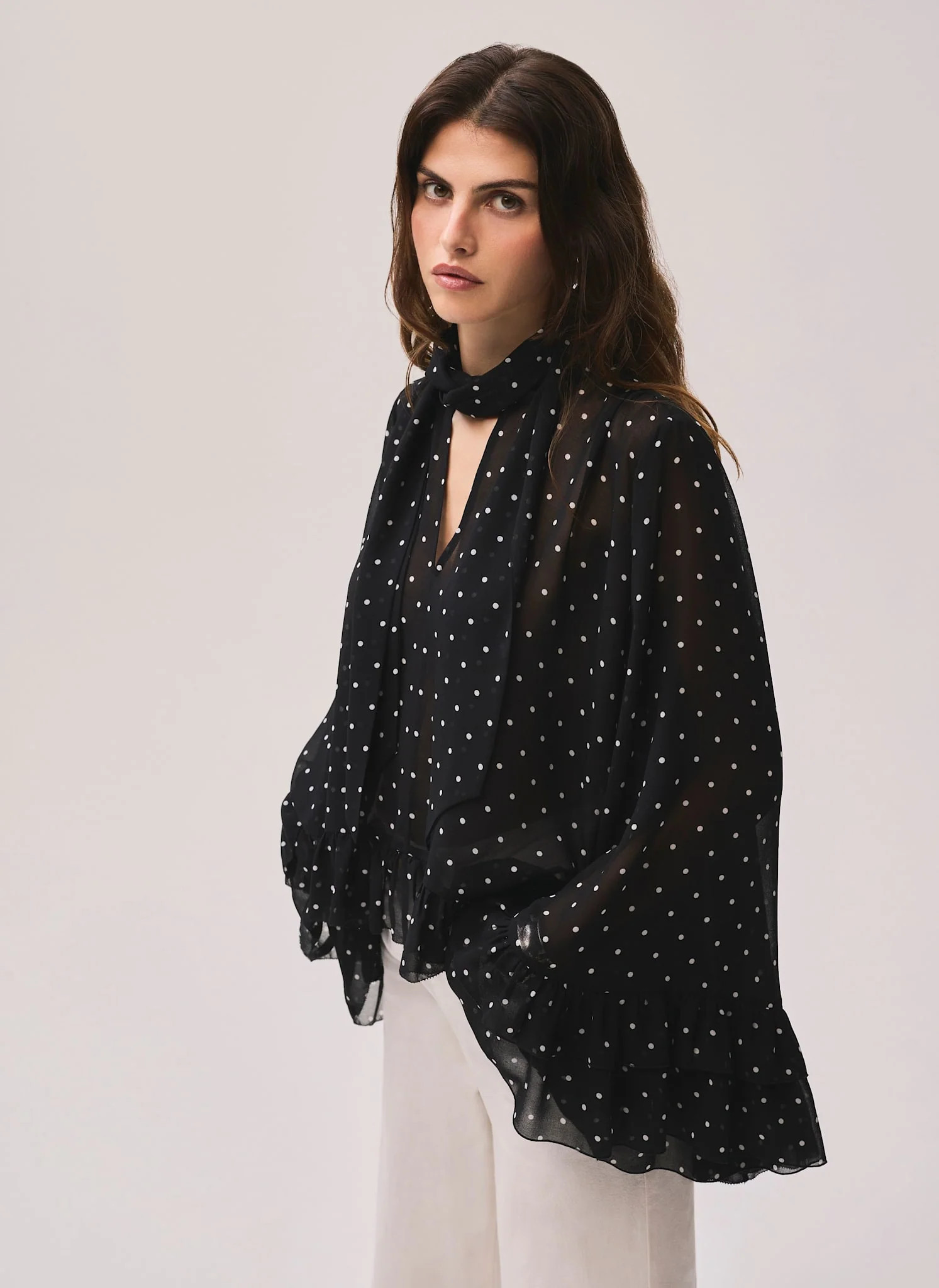 Black Polka Dot Print Blouse | Mint Velvet