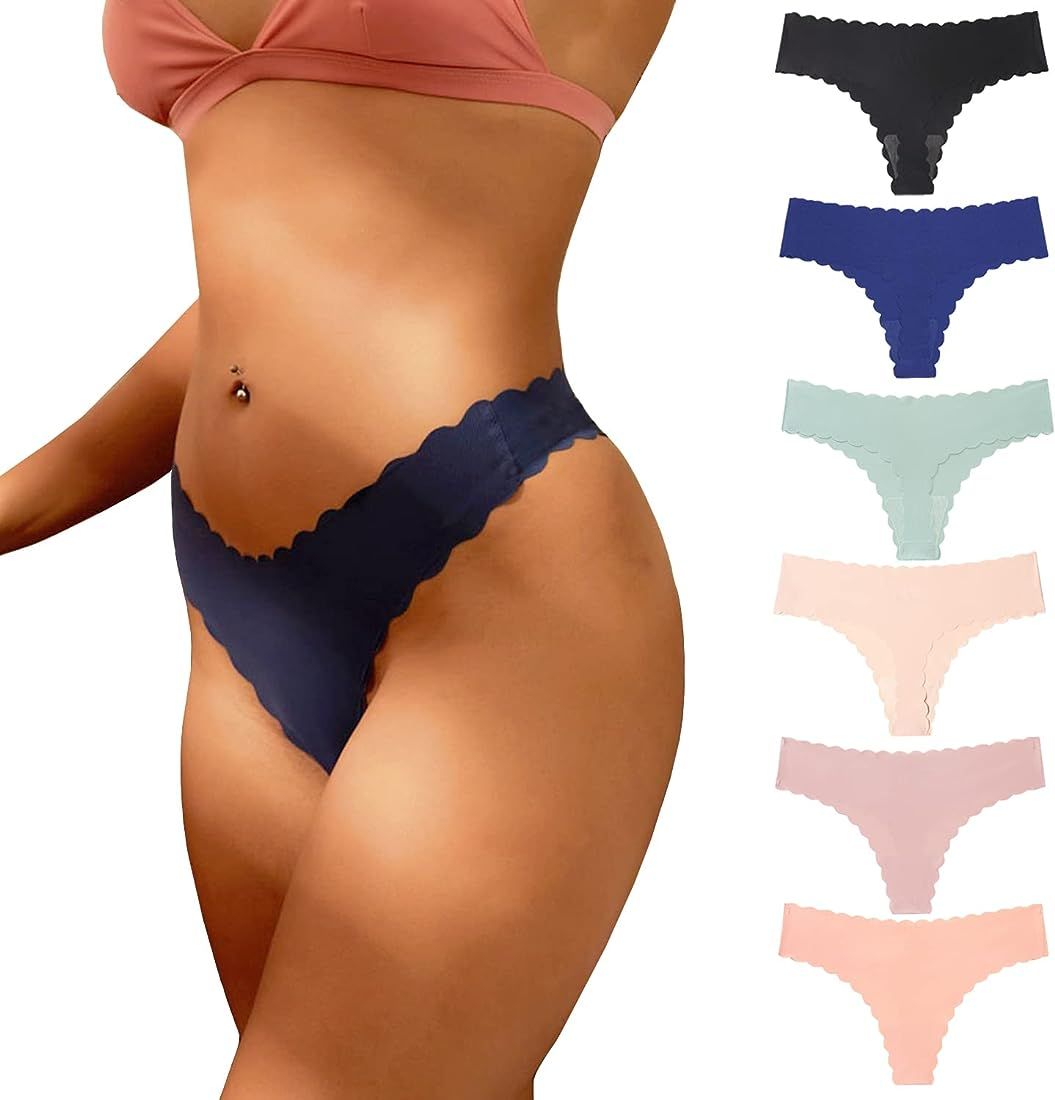 Aogda Thongs for Women Seamless Underwear Low Rise Panties Thong | Amazon (US)