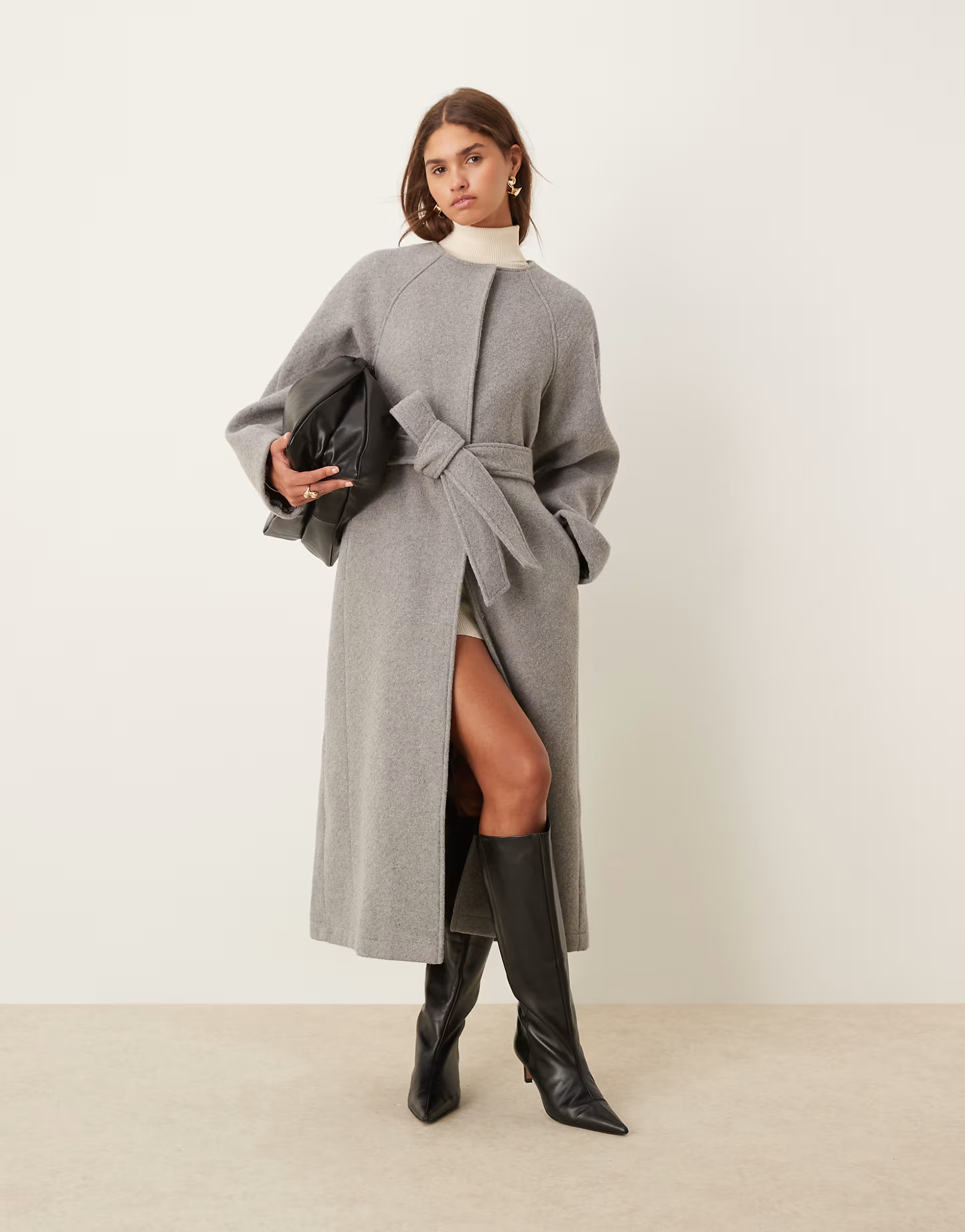 ASOS DESIGN collarless oversized chuck on coat in grey | ASOS (Global)