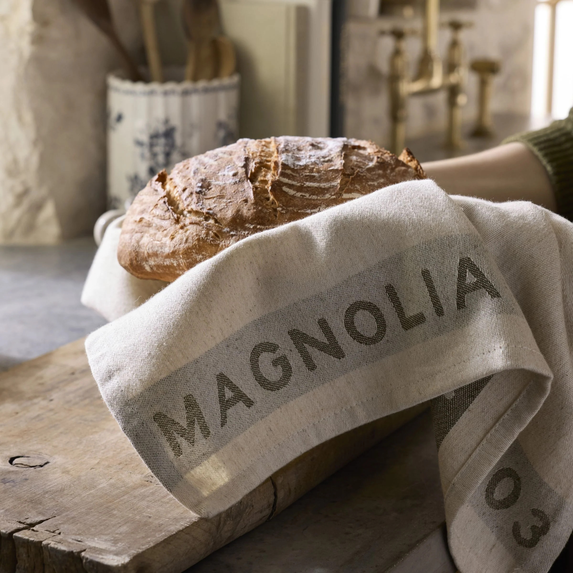 Magnolia Est. Jacquard Tea Towel Apron - Green | Magnolia