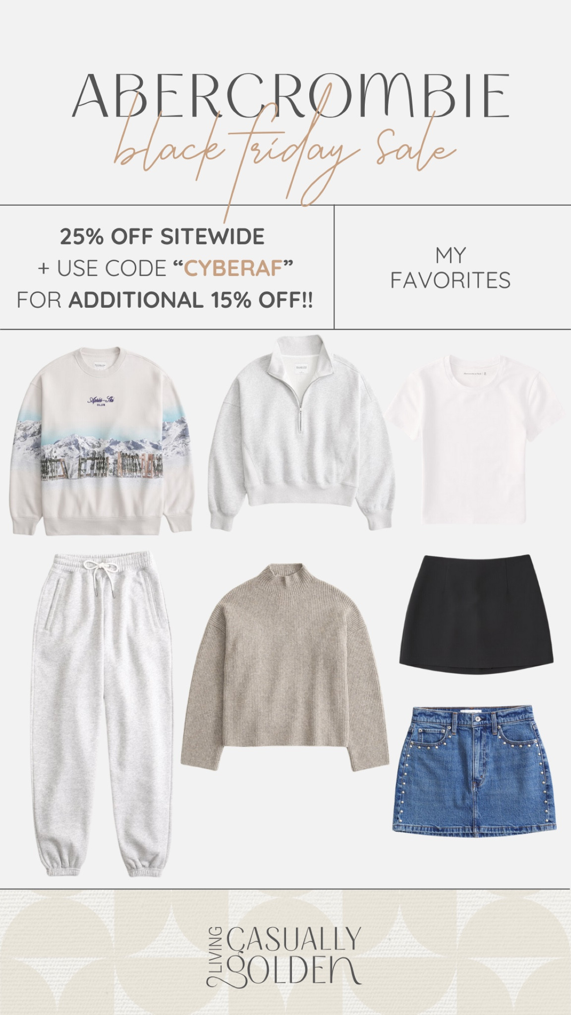 Abercrombie Black Friday Sale! 25% off sitewide + additional 15% off with code CYBERAF ! Here are some of my everyday favorites! 

#LTKSaleAlert #LTKSeasonal #LTKStyleTip
