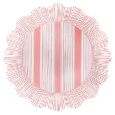 Juliska Cabana Stripe Coastal Beach Coral Melamine Salad Plate - Set of 4 | Kathy Kuo Home